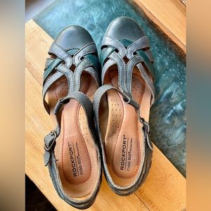 Like New - Rockport sling back wedge - blue